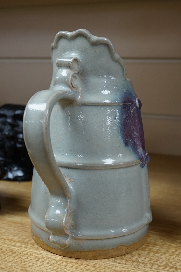 A Chinese Jun type teapot, 18cm high